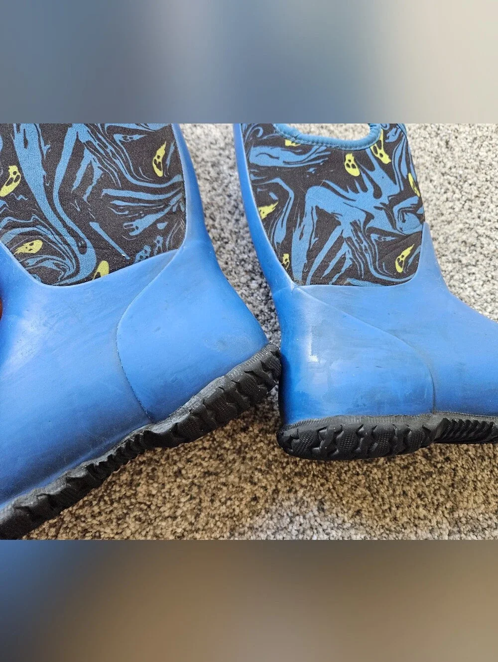 Kids Blue Bog Spooky Patterned Waterproof Rain Boots